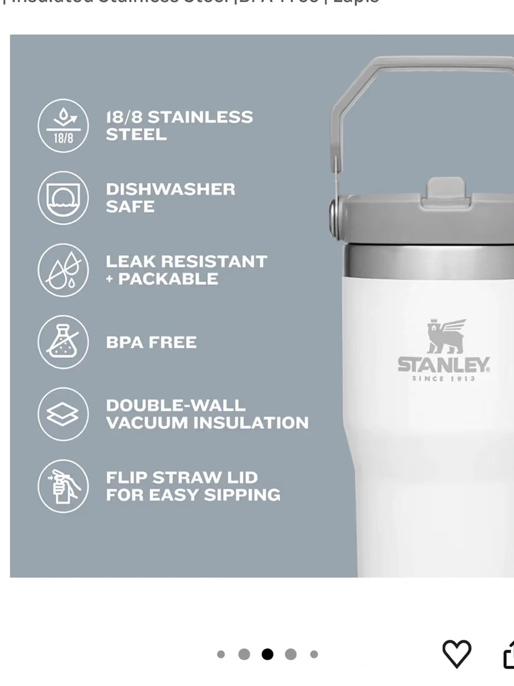 Stanley The IceFlow™ Flip Straw Tumbler | 30 OZ in Lapis Blue - Picture 5 of 16